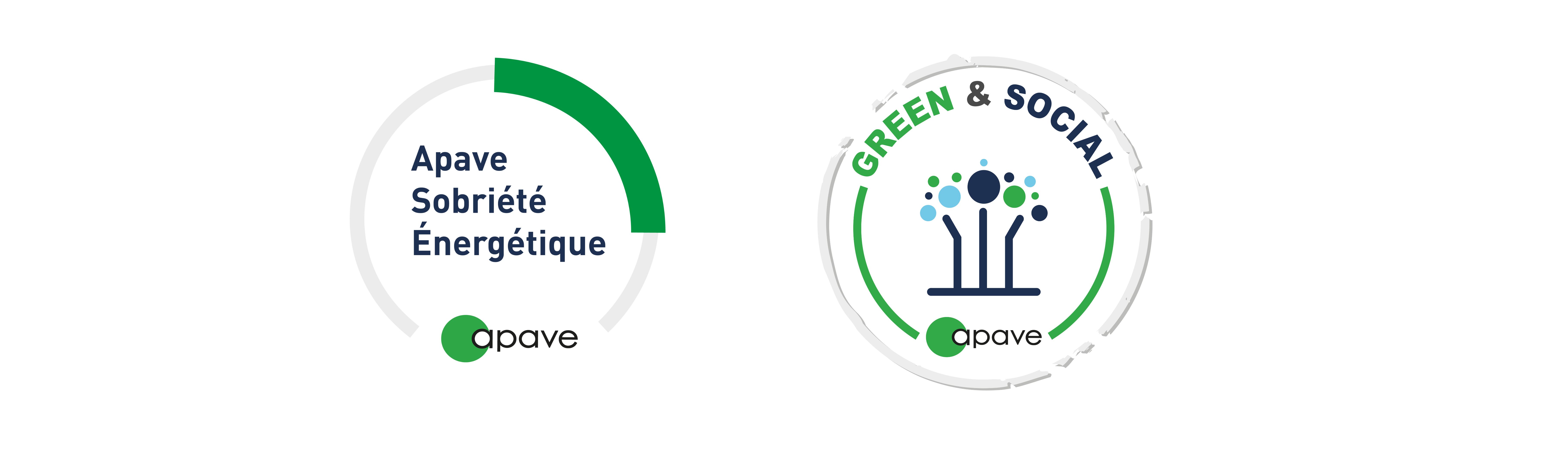 Logos Label Apave Sobriété Energétique et Green and Social